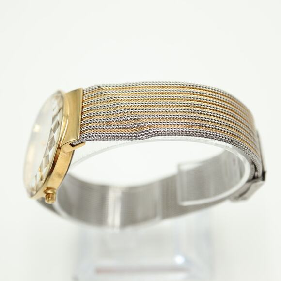 Skagen Slim Two Tone Date 35mm Unisex Watch Steel Mesh Facet Crystal New Battery - Picture 10 of 13